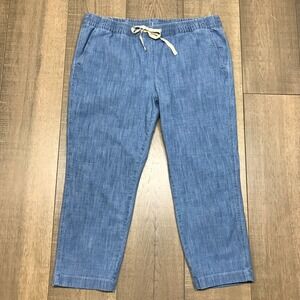 L.L. Bean Pants Womens Size 16P Blue Chinos Lakeswashed Pull on Chambray Ankle